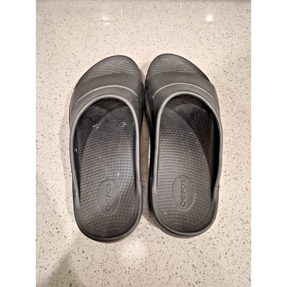 OOFOS OOahh Slide Sandals Navy Blue Mens Size 10 excellent condition